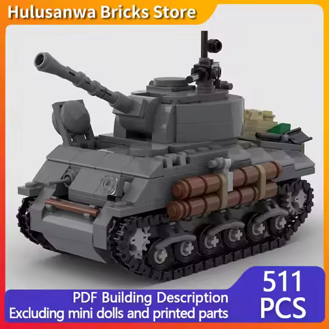 M4 Fury WW2 Military Tanks Model MOC Building Bricks War Equipment Modular Technology Gifts Holiday 