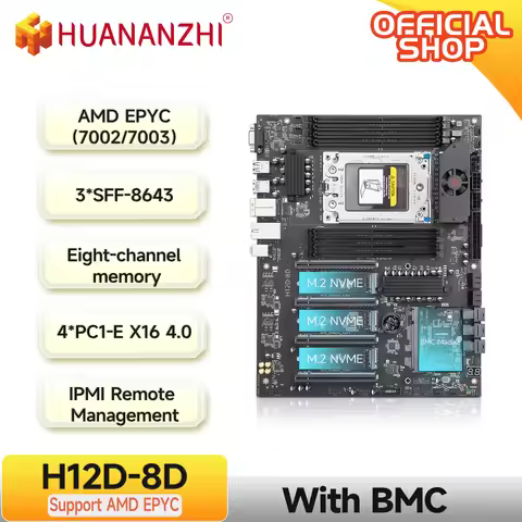 HUANANZHI H12D 8D AMD Motherboard support AMD EPYC 7002 7003 series CPU 8 channel DDR4 memory Dual 2