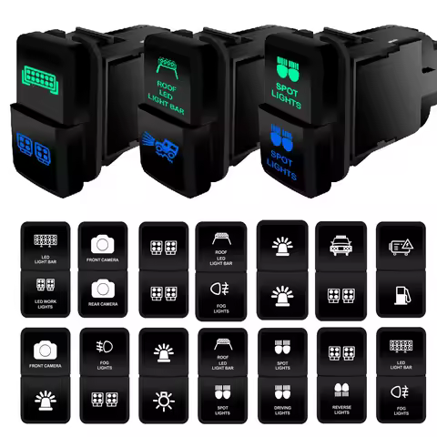 Dual 12V Green Blue LED Car Push Button Switch for Land Cruiser Prado 120 4Runner FJ40 Tacoma Hilux 