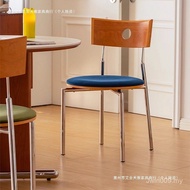 Restaurant Chair Dining Table Solid Wood Stainless Steel Influencer Household Retro Backrest Chair M