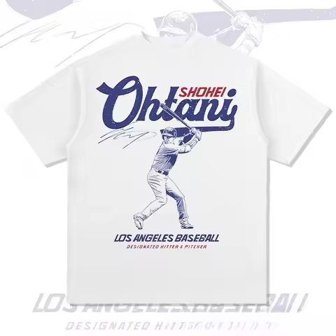 2026 New Shohei Ohtani Cotton T Shirt Baseball Star High Street T-shirt Breathable Top Adult Crewnec