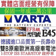真正德國製進口 華達 VARTA E45 EFB 款型 EFB LN3 70Ah N70 BMW 賓士原廠採用 汽車電池