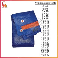 20ft x 30ft Canvas Groundsheet Shelter Canopy (Blue/Orange) Cover Shields LittleThingy