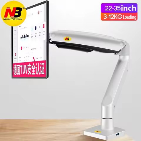 NB F100A Gas Spring Desk Monitor Arm Holder Stand for 22-35 Inch 3-12kgs Monitor Mount Arm with USB