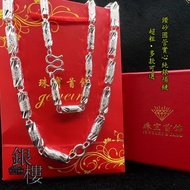 Lin Dasheng Jewelry-999 Sterling Silver Necklace Silver Round Tube One Two Two Necklace Diamond Sand