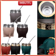 【IMBUTFL】Mate Cup With Straw Texture Eggshell Cup Perfect For Yerba Mate Tea Drinking❀