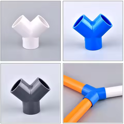 2Pcs ID 20 25 32 40 50 63mm PVC Pipe Y Type Tee Connector 3 Way Joints Aquarium Fish Tank Joint Gard