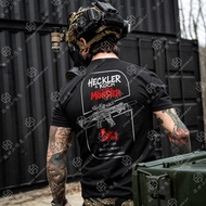 【 Ready stock】 Heckler&Koch tactical army fan style men's round neck 100% Premium Cotton short sleev