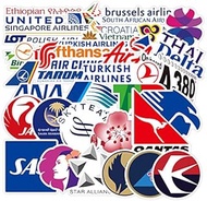 55 Pcs Airline Marks Stickers Airways Decals for Water Bottle Hydro Flask Laptop Luggage Car Bike Bicycle Vinyl Waterproof Stickers Pack