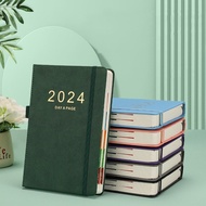 COD  Fast deliveryLeather A5 Notebook English 2024 Agend Planner Portable Daily Business Notepad Yea