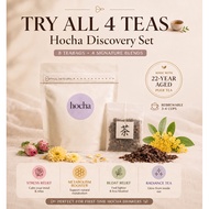 Hocha Discovery Set | Variety Pack of 4 Flavors – Rose, Chrysanthemum, Osmanthus, Puer | 8 Teabags |