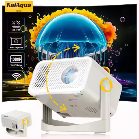 New KaiAqua 1080P 650ANSI 4K Android11 L018 Projector With Auto Keystone Correction Focus Wifi6 BT5.