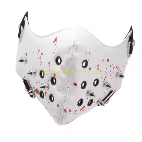N5KB Sport Mask Spikes Studded Leather Mask,Punk Biker Motorcycle Rock Mask