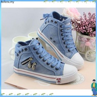 Denim High-top Canvas Shoes - Women’s Spring/Autumn 2023 Retro Zip Detail