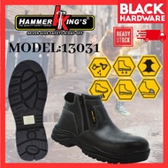 Black Hardware Kasut Kerja Lelaki Kulit Hitam Perempuan HAMMER KING Safety Boots High Cut Kasut Safe