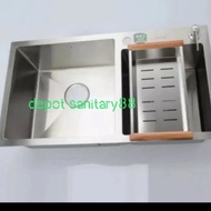 Kitchen zink 2 lubang stainless 7541 komplit+kran angsa pipa