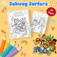 Set of 50/25 sheets of coloring pages, coloring pages for children with the image of the Subway Surf