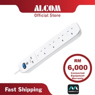 Masterplug Surge Extension Lead SRGLSU43PW / SRGLSU43PB with 4 Sockets, 2 3.1 USB Ports & 3m Length 