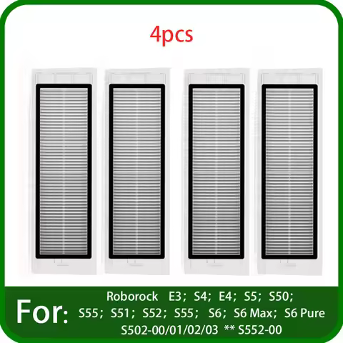 HEPA Filter For Roborock E3,S4,E4,S5,S50,S55,S51,S52,S55, S502-00/01/02/03** S552-00,S6,S6 Max,S6 Pu