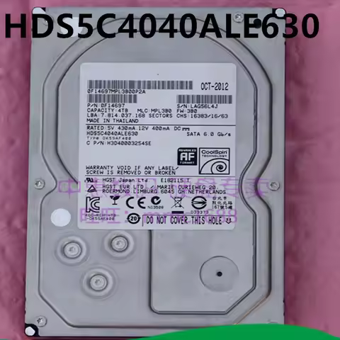 Almost New Original Hard Disk For HGST 4TB 3.5" 64MB SATA 5400RPM For Server HDD HDS5C4040ALE630