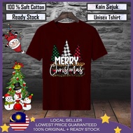 Premium CottonMerry Christmas Tree Men Tshirt 100% Cotton Baju T shirt Lelaki Christmas Tshirt Baju 