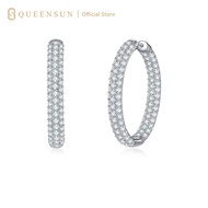 Queensun 18k Gold Lab Diamond 6 Carats Full Diamond Large Hoop Earrings | Lab Diamond Large Hoop Ear