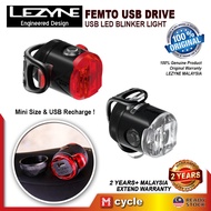 LEZYNE Femto USB Drive Front Rear Bicycle Light Safety Bliker Rechargable Flash Lights Lampu Basikal