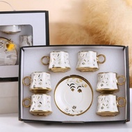 ONLYJIA Luxury Ceramic Coffee Cup Set 6 Pcs