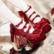 Red High Heels jk Shoes Lolita Shoes Lolita Cute Girl Sweet Elegant lo Shoes Mary Jane Shoes D