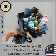 🎁FREE GIFT免费🎁Mini Candy Bouque  Bouquet (B) 5 Rose + 3 Rocher + Baby Breath + 2  Case+W.Card Men Bou