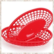 (MDQS) 24Pcs Plastic Basket Serving Tray French Fries Basket Oval Fast Food Tray Restaurant Bar Frie