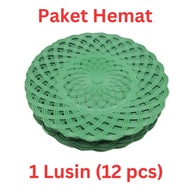 BP 23cm Woven Plastic Rattan Plates - 1 Dozen