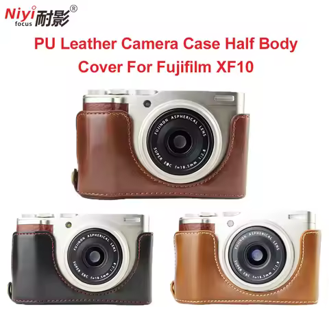 New PU Leather Camera Case Half Body Cover For Fujifilm XF10 FUJI X-F10 Openning Bottom Case Black B