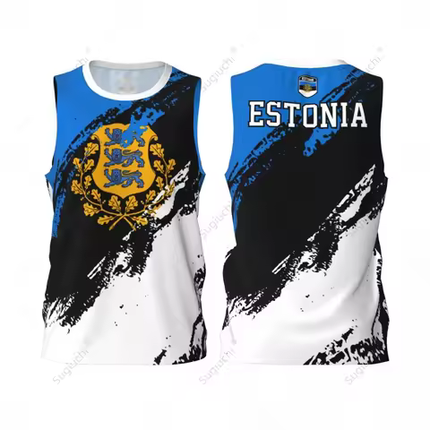 Men Basketball Sports Estonia Flag Running Fitness Multifunction Jersey Sleeveless shirt Custom Name