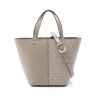 【二手】Michael Kors Flora 中型手袋 32T5GFFC1B115 樺木色皮革 PVC 塗層帆布 女士兩用托特包