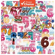 50pcs Cartoon 67 Number Doodle Series Stickers, suitable for scrapbooking, journals, laptops, water 