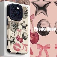 1 ชิ้น เคสโทรศัพท์ป้องกันรอยขีดข่วนกันกระแทกกันน้ำลายเชอร์รี่เรืองแสงแบบมินิมอลลายทางหนังเทียมเข้ากั