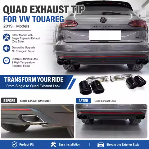 Black/Silver Decorative Exhaust Tailpipe for Volkswagen VW Touareg 2019+ V6 3.0T 2.0T Auto Accessori