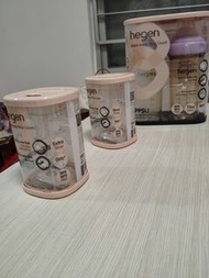 Hegen PPSU 奶咀奶瓶一套共三盒。包括一盒(奶樽330ml兩個，配六個月奶嘴X2個)。一盒0個月初生奶嘴x2個裝。一盒1個月奶咀x2個裝。購買價$600
