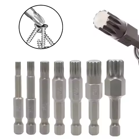 50mm 12 Point Torx Screwdriver Bit 6.35mm Hex Shank Magnetic Screwdriver Bit M5 M6 M7 M8 M10 Worksho