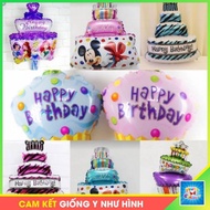 Birthday cake balloons in many designs, 3-layer cake balloons, Micky, Cupcake TrangTriSinhNhat