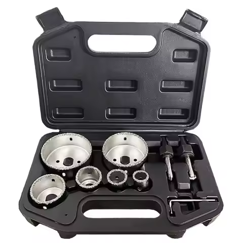 9Pcs Diamond Core Drill Bit Set Hole Saw Kit with Case for Granite Marble Tile Ceramic Stone Glass D