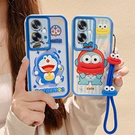 Luxury Cute Cartoon Doraemon Frog Loopy with Hand Strap Oppo A2 5G Oppo A79 5G Phone Case for Oppo A