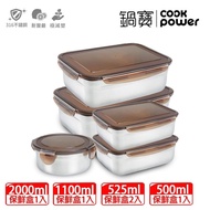 【CookPower 鍋寶】316不鏽鋼保鮮盒收納5入組(EO-BVS2011015031Z205)