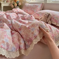 French Butterfly Double Layer Yarn TC1600 Bedsheet Set Lace Lace Quilt Cover Bedsheet Pillow Cover S