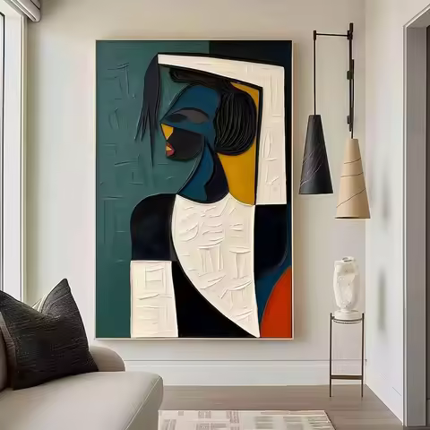 Colorful texture wall original abstract canvas painting Picasso style oil painting modern wall art d