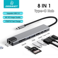 DoomHot 8 In 1 Type C ฮับกับ4K 60HZ USB C ไปยัง HDMI RJ45 SD เครื่องอ่านบัตร TF 3 USB 3.0พอร์ตสำหรับ