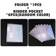 6 Pcs A4 Binder Folders Pocket Plastic 11 Holes Punched File Organizer with Durable Construction Hor