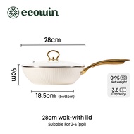 Ecowin Shell Series Wok Ceramic Non-stick Wok Frying Pan PFOA Free Safe for All Stovetops