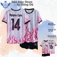 Quần Áo Bóng Đá- Bộ Quần Áo Đá Bóng Trẻ Em Amac Lửa Hồng Chất Thun Thái Mềm Mát Sz 25-85kg